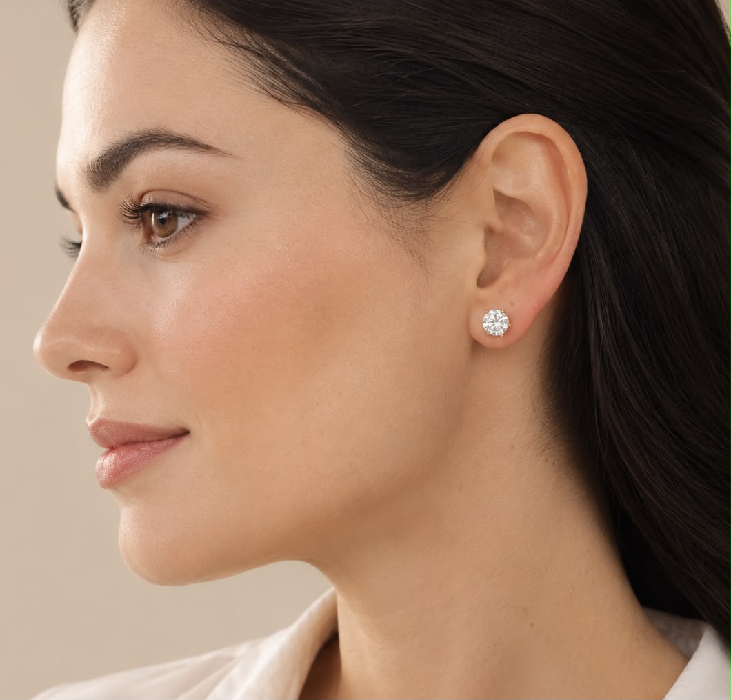 Aretes topos brillo redondo
