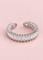 Anillo ajustable de cristales plateado