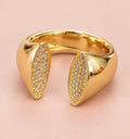 Anillo maxi ajustable dorado con cristales
