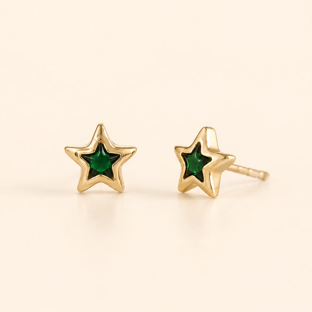 Aretes estrella verde
