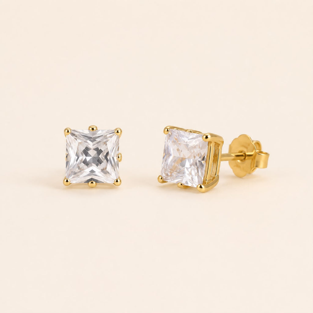 Aretes topos brillo cuadrado