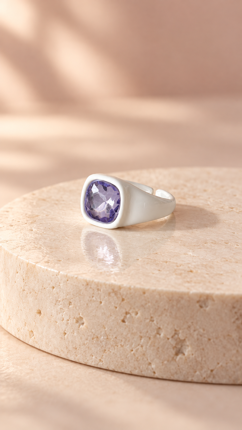 Anillo ajustable cristal lila