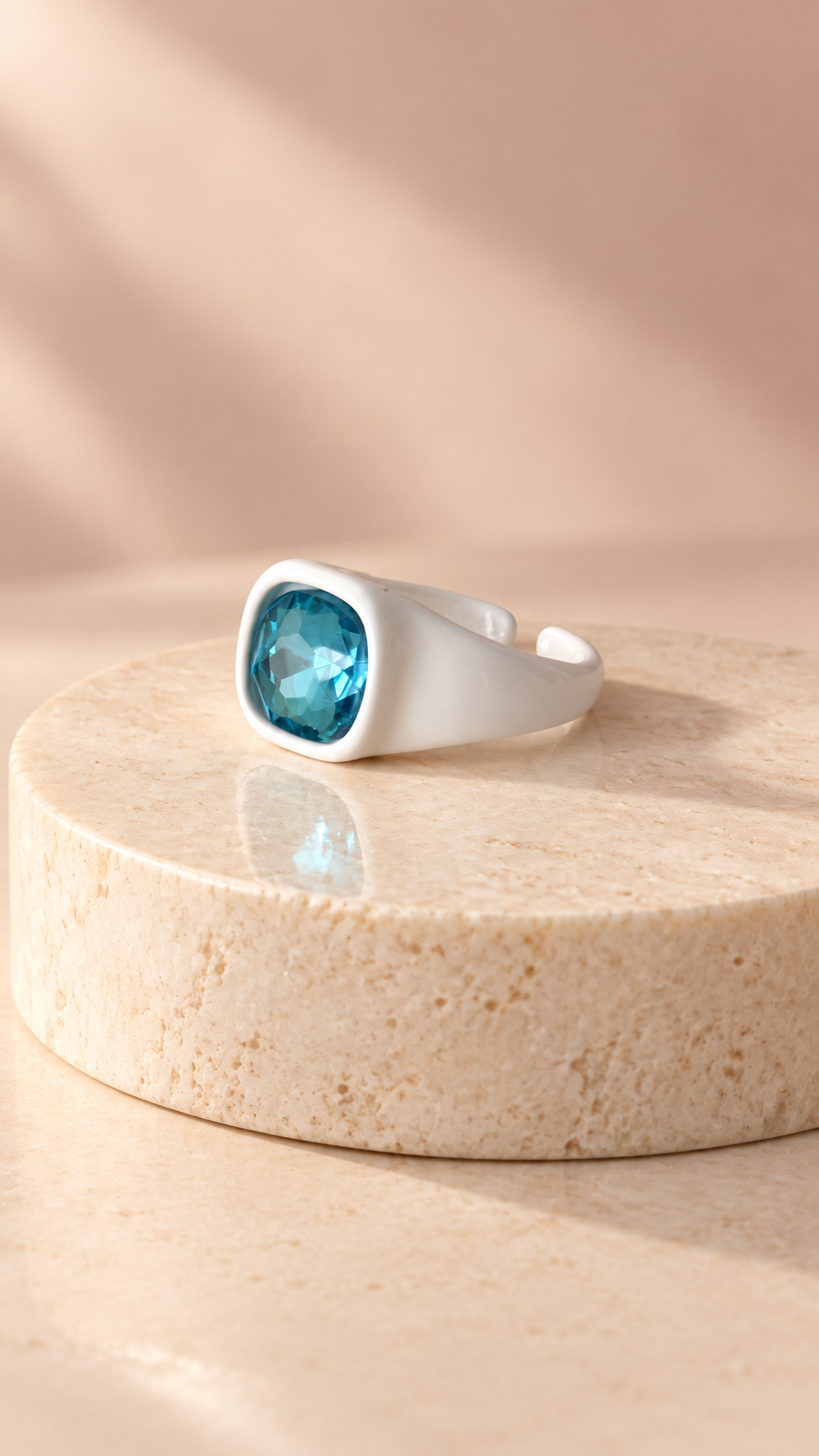 Anillo ajustable cristal azul