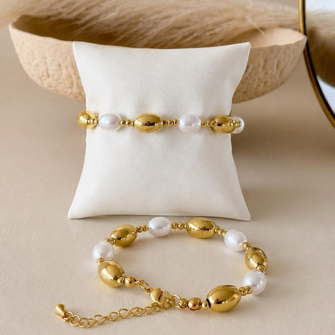 Pulsera óvalos y perlas