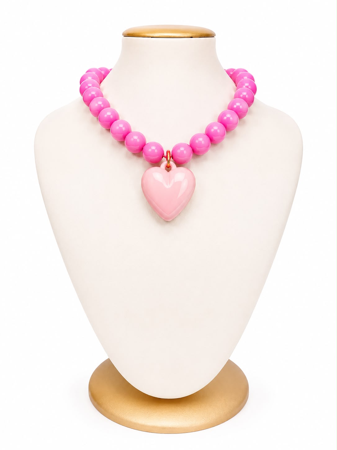 Collar de bolas y dije de corazón