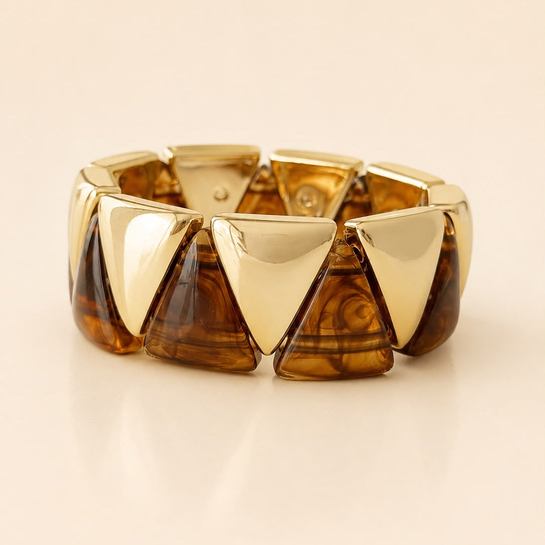 Pulsera Triángulos de resina marrón