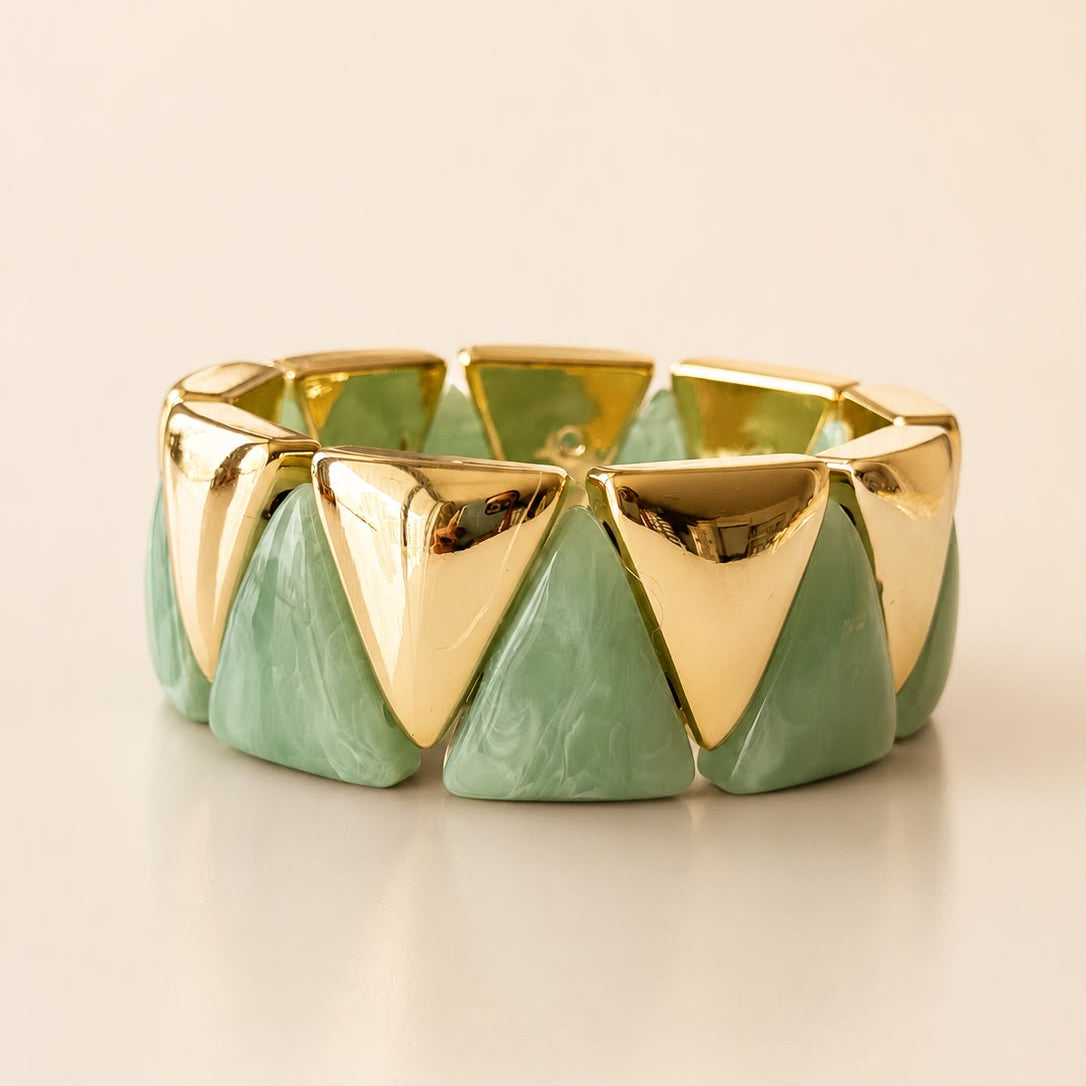 Pulsera Triángulos de resina verde