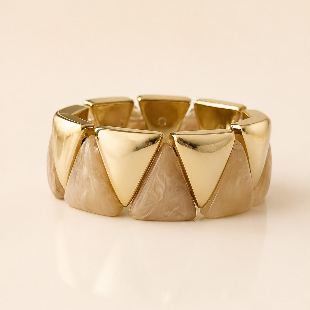 Pulsera Triángulos de resina beige