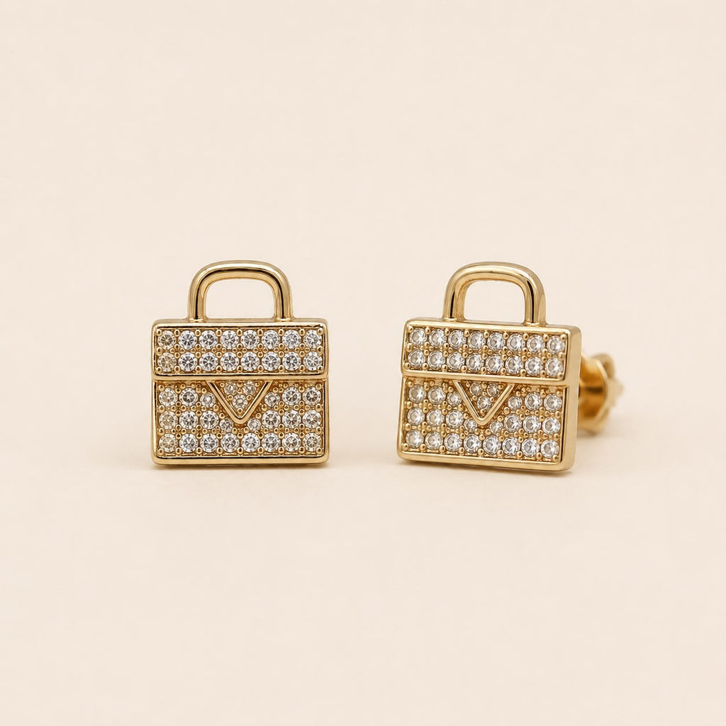 Aretes bolso dorado