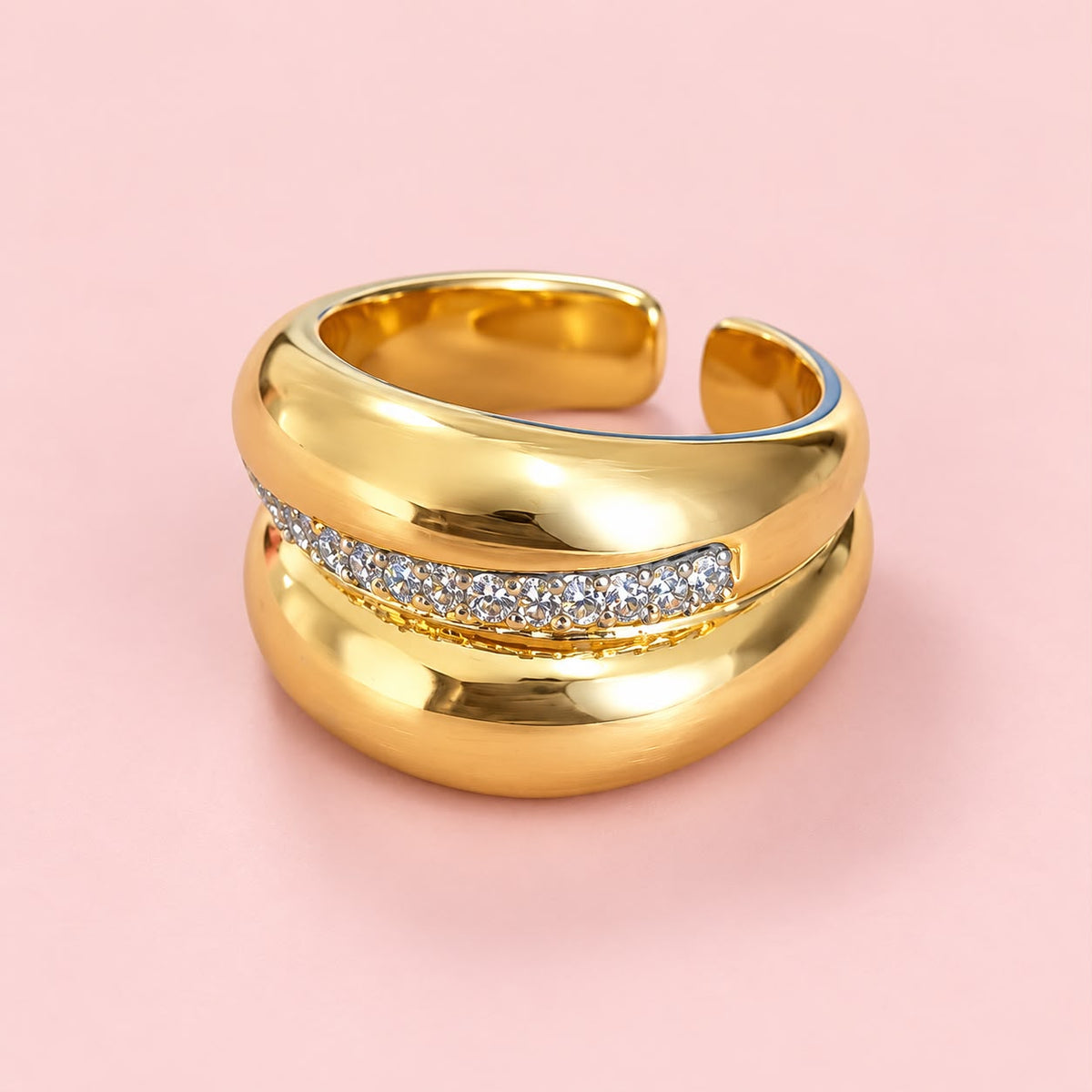 Anillo maxi ajustable Dorado con brillo