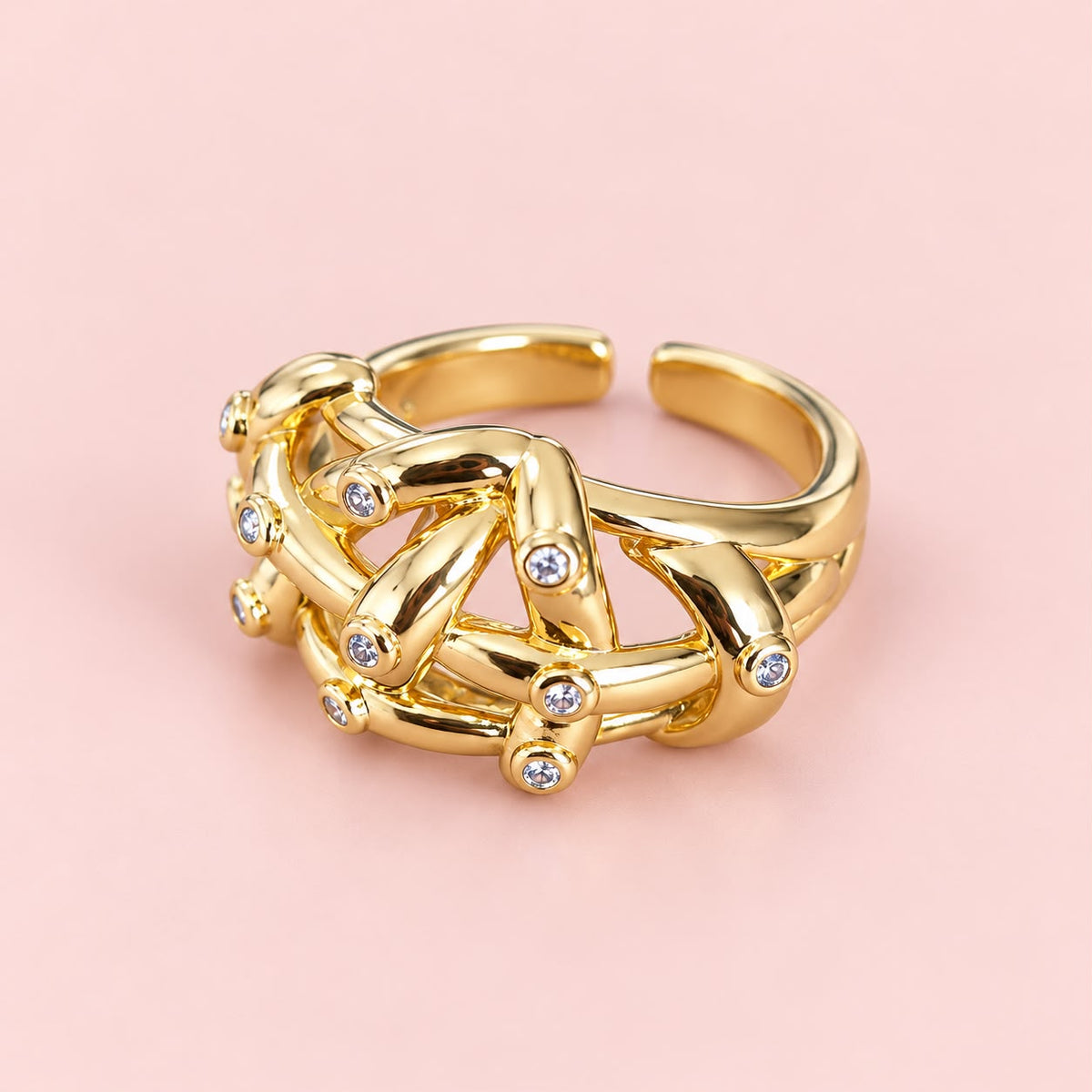 Anillo maxi ajustable entrelazado