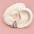Earcuff plateado doble con zircon