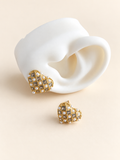 Aretes de corazón con perlas y cristales