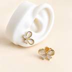 Aretes de flor con piedra y nácar