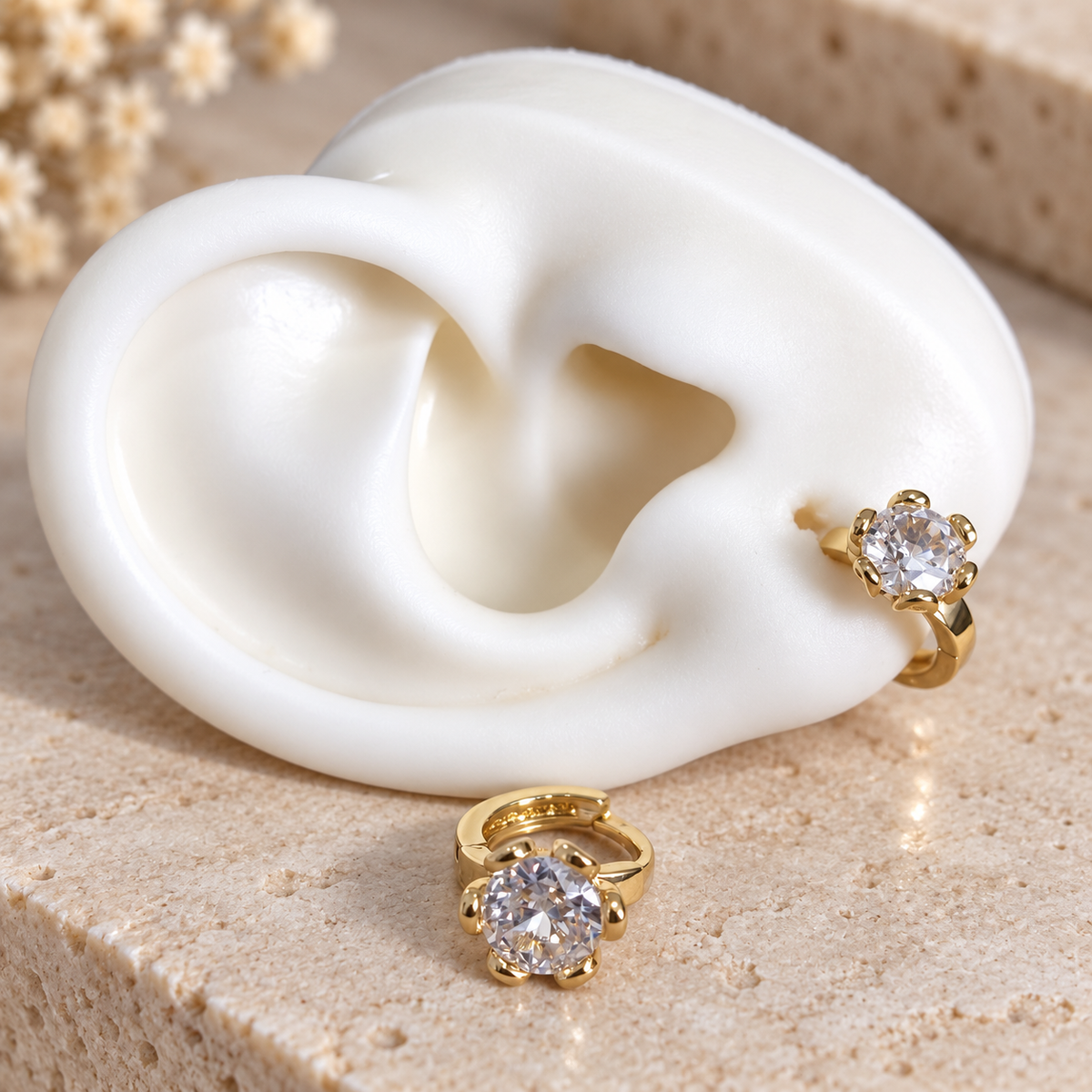 Argolla mini dorado con cristal