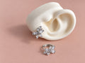 Argollas mini  plateadas con cristales