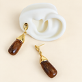 Aretes largo Nácar chocolate