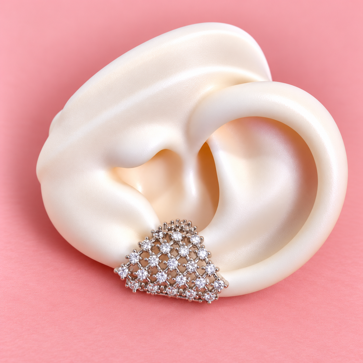 Earcuff plateado maxi de brillo