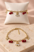 Pulsera de eslabones con dije de cereza