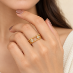 Anillo ajustable dorado floral