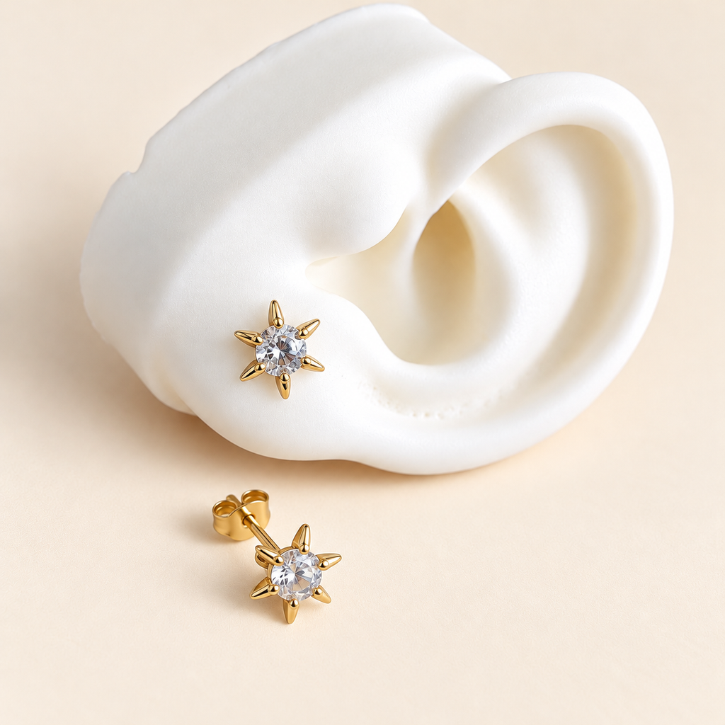 Aretes de estrella con piedra