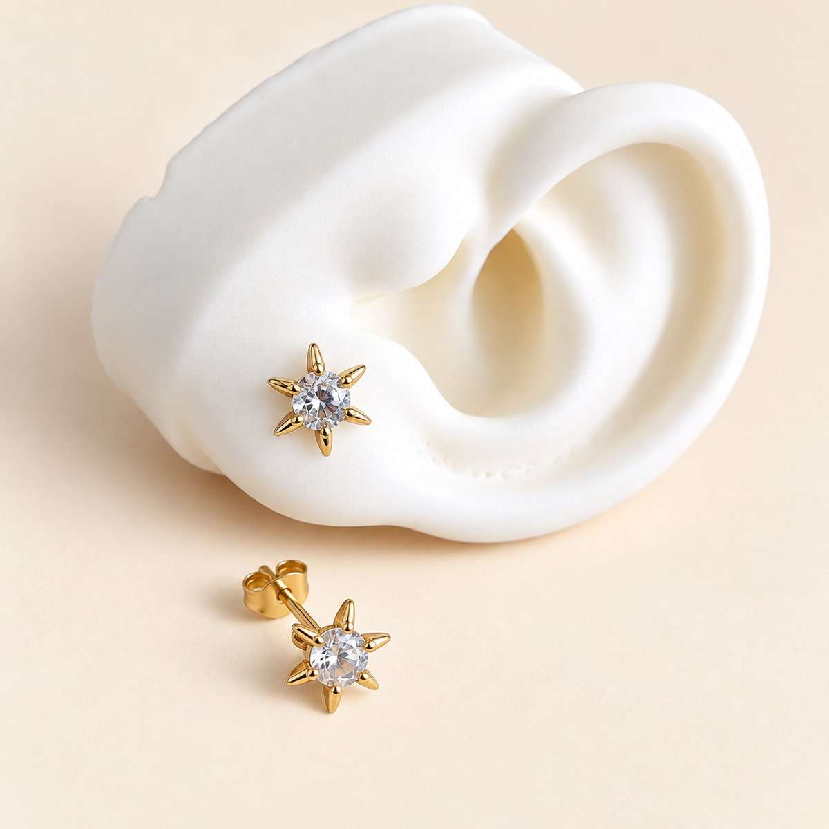 Aretes de estrella con piedra